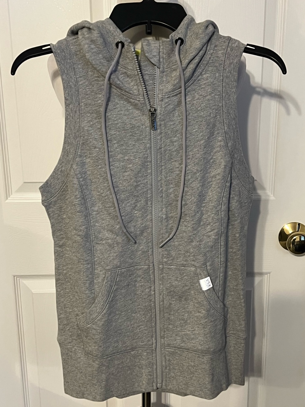 NWOT VSX Sport Heather Gray and Neon Yellow Trim Sleeveless Zip Hoodie Vest